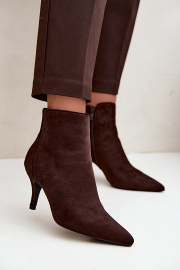 Bottines chocolat en suède synthétique avec talons aiguilles Niretta 2