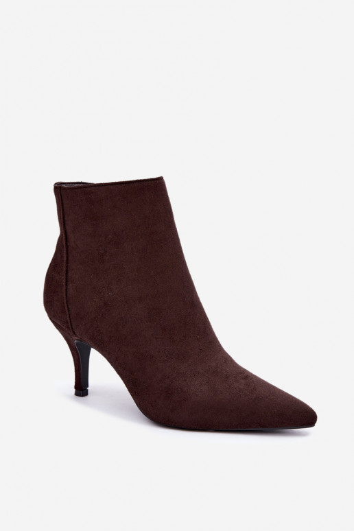 Bottines chocolat en suède synthétique avec talons aiguilles Niretta