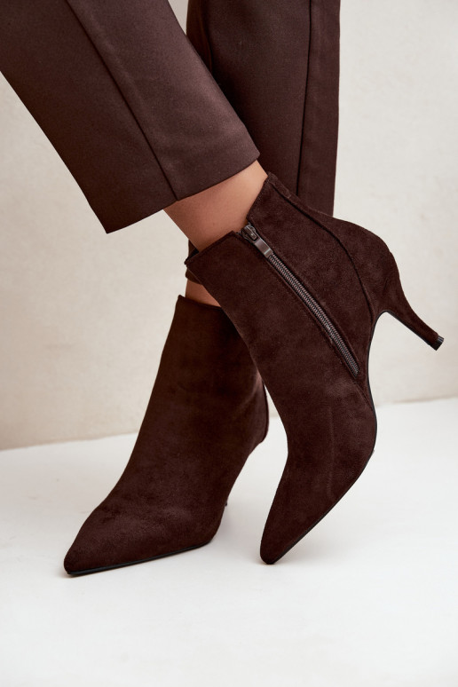 Bottines chocolat en suède synthétique avec talons aiguilles Niretta