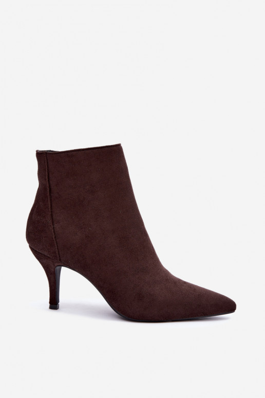 Bottines chocolat en suède synthétique avec talons aiguilles Niretta
