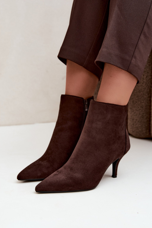 Bottines chocolat en suède synthétique avec talons aiguilles Niretta