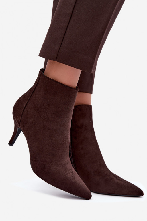Bottines chocolat en suède synthétique avec talons aiguilles Niretta