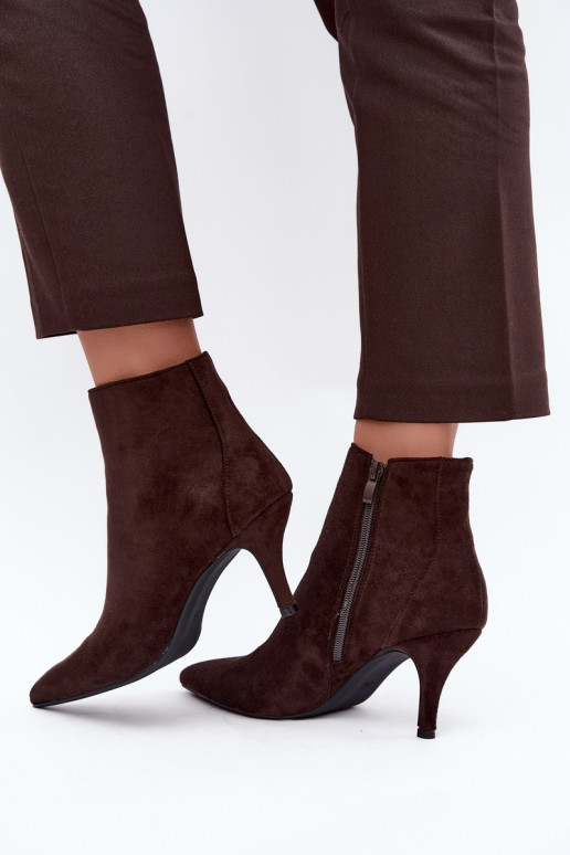 Bottines chocolat en suède synthétique avec talons aiguilles Niretta