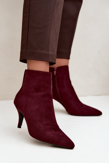 Bottines bordeaux en suède synthétique avec talons aiguilles Niretta 2