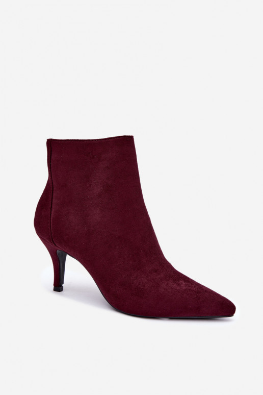 Bottines bordeaux en suède synthétique avec talons aiguilles Niretta