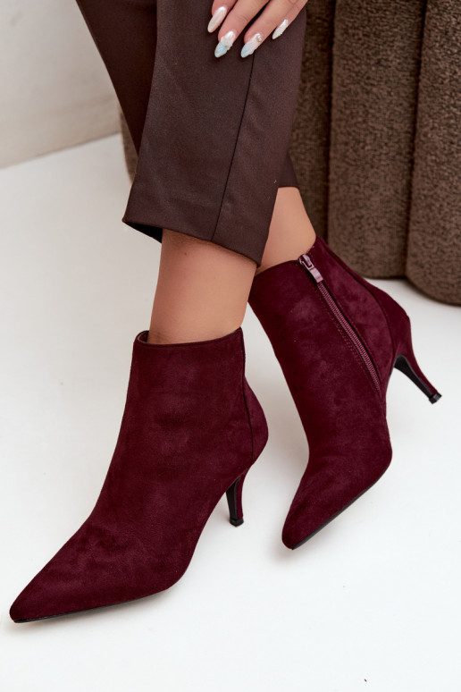 Bottines bordeaux en suède synthétique avec talons aiguilles Niretta
