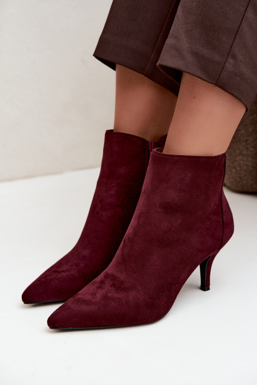 Bottines bordeaux en suède synthétique avec talons aiguilles Niretta