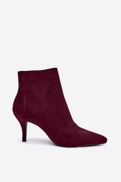 Bottines bordeaux en suède synthétique avec talons aiguilles Niretta