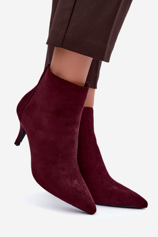Bottines bordeaux en suède synthétique avec talons aiguilles Niretta