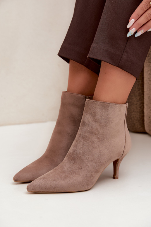 Bottines kaki en suède synthétique avec talons aiguilles Niretta