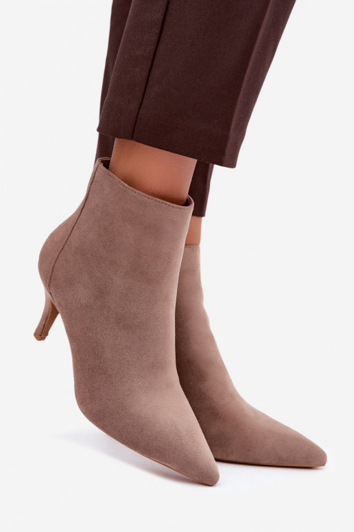Bottines kaki en suède synthétique avec talons aiguilles Niretta