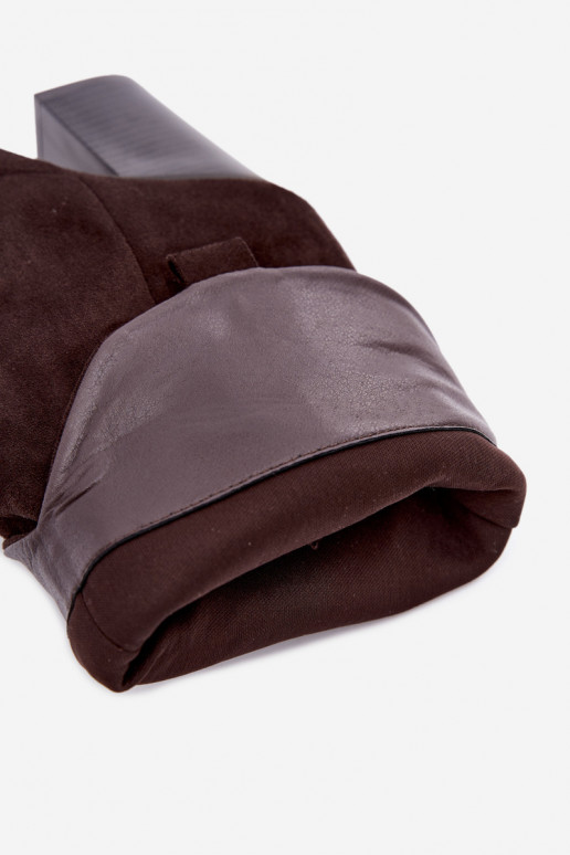 Bottines chocolat en daim avec volants sur le talon Inela