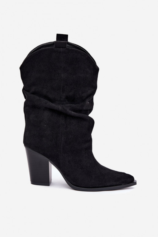 Bottines noires en daim avec volants sur le talon Inela
