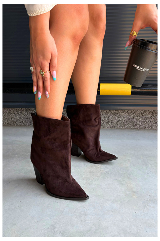 Bottines femmes à bout pointu couleur chocolat Hileta