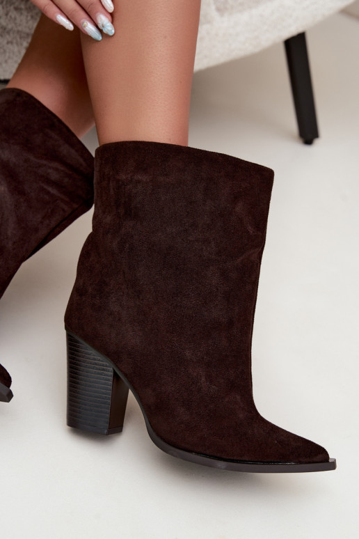 Bottines femmes à bout pointu couleur chocolat Hileta