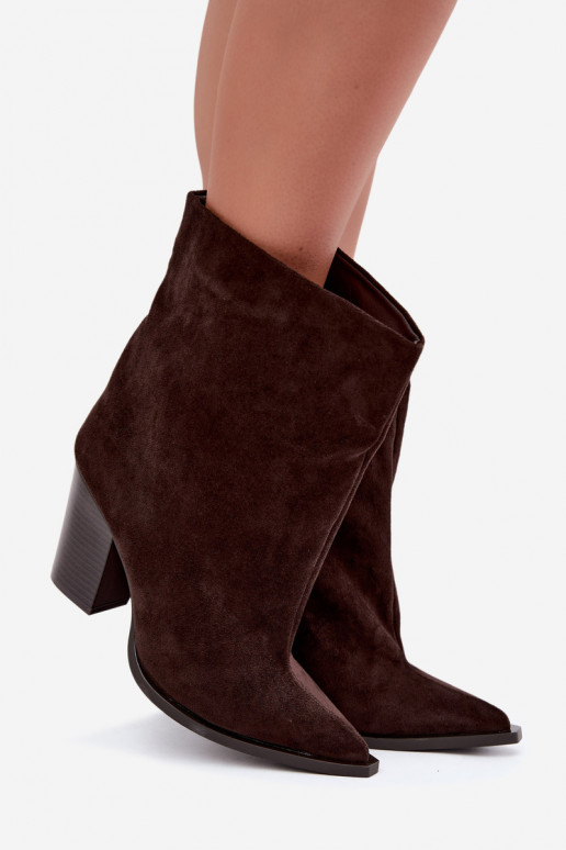 Bottines femmes à bout pointu couleur chocolat Hileta