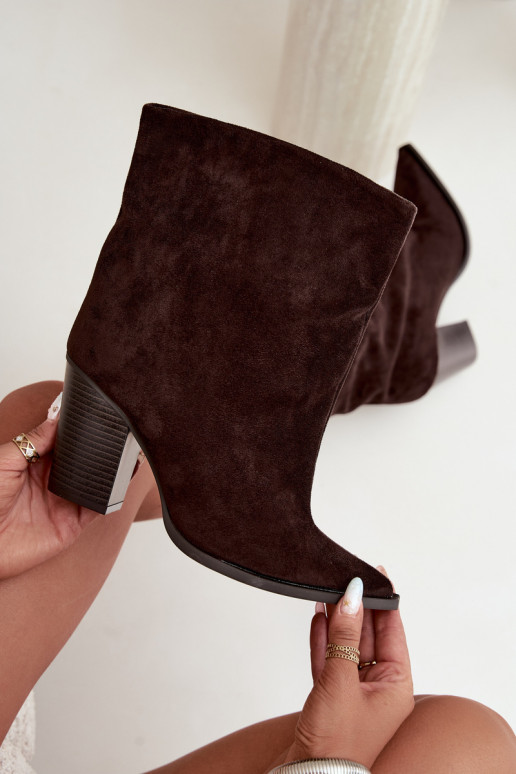 Bottines femmes à bout pointu couleur chocolat Hileta