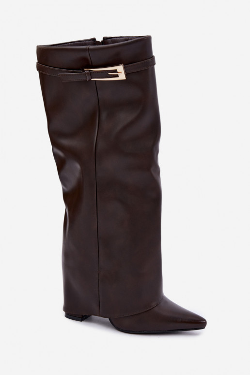 Bottes chocolat à talons et boucles Amrie