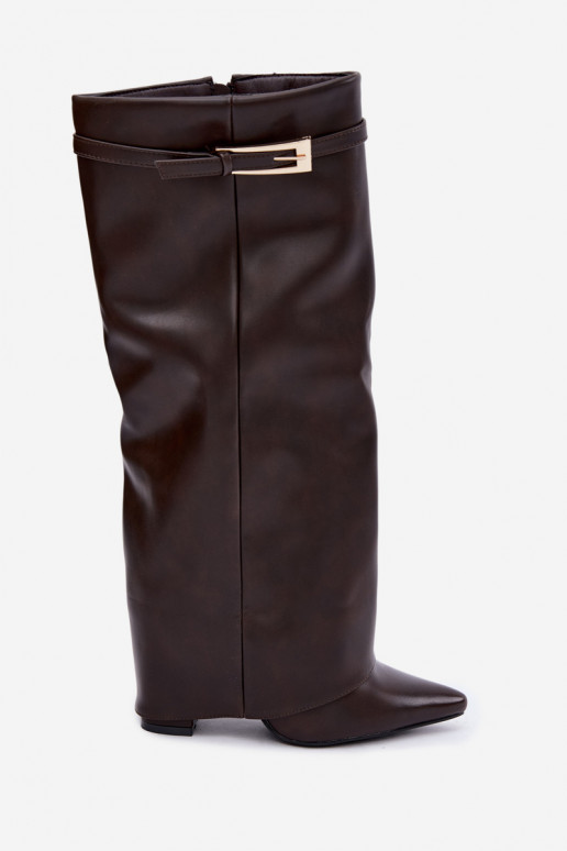 Bottes chocolat à talons et boucles Amrie