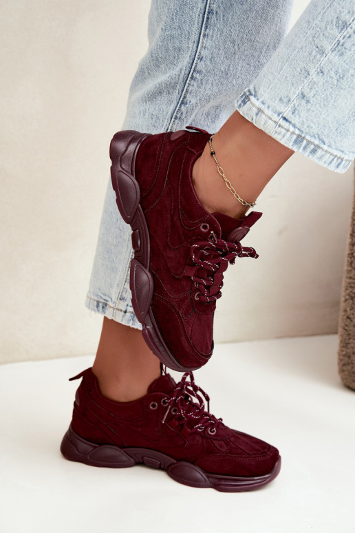 Baskets pour femmes en couleur bordeaux Shaley