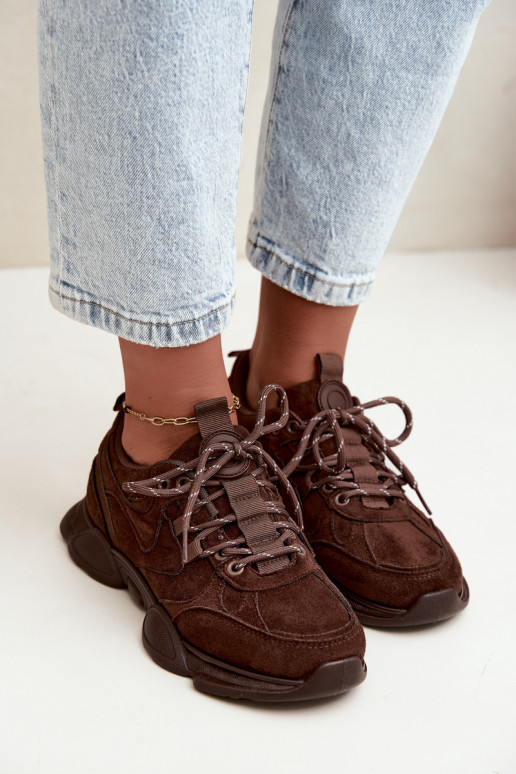Baskets pour femmes en couleur chocolat Shaley