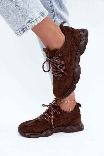 Baskets pour femmes en couleur chocolat Shaley 2