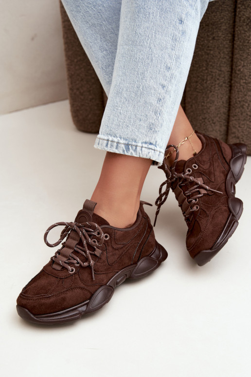 Baskets pour femmes en couleur chocolat Shaley