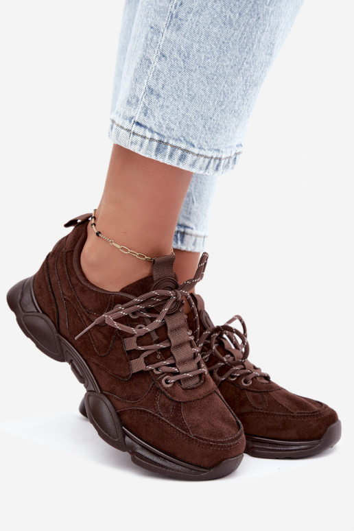 Baskets pour femmes en couleur chocolat Shaley