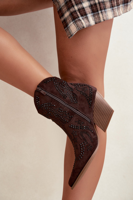 Bottines style cowboy en noir avec embellissements couleur chocolat Selden