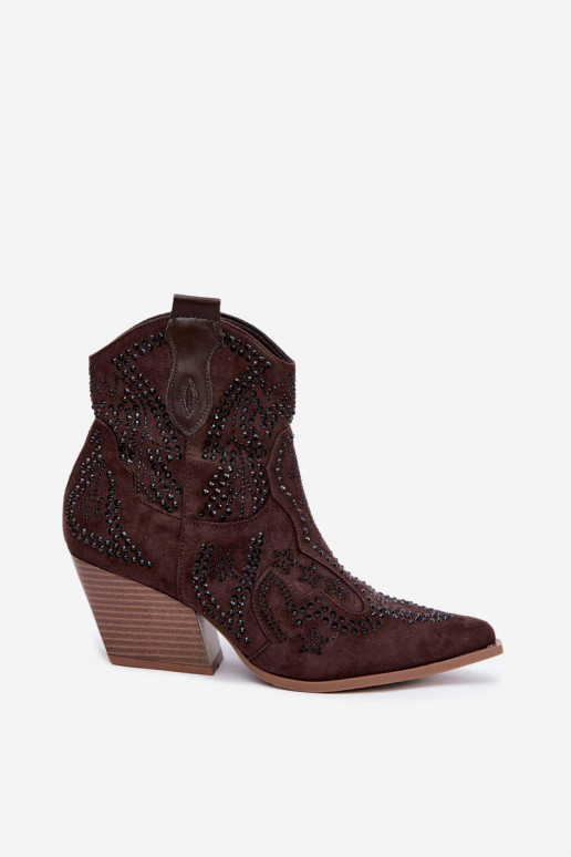 Bottines style cowboy en noir avec embellissements couleur chocolat Selden
