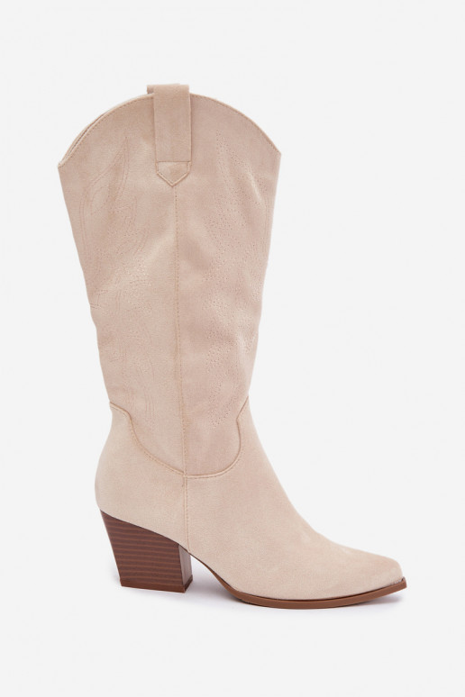 Bottes longues style cowboy avec talons en couleur ivoire Hartley