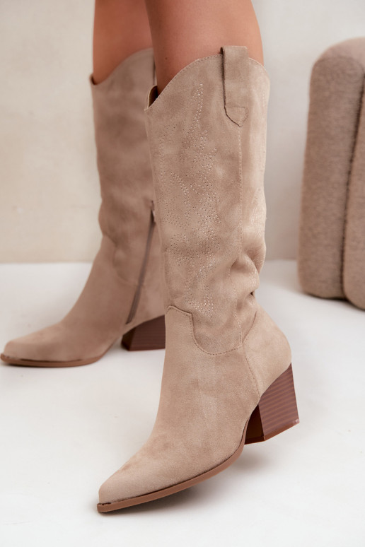 Bottes longues style cowboy avec talons en couleur kaki Hartley