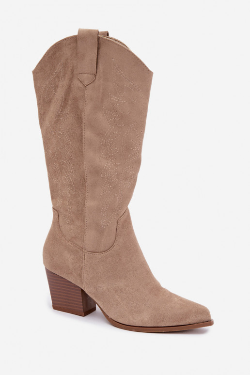 Bottes longues style cowboy avec talons en couleur kaki Hartley