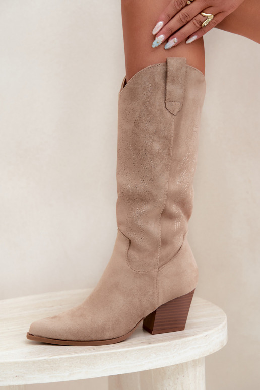 Bottes longues style cowboy avec talons en couleur kaki Hartley