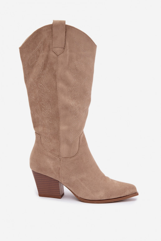 Bottes longues style cowboy avec talons en couleur kaki Hartley