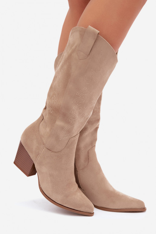 Bottes longues style cowboy avec talons en couleur kaki Hartley