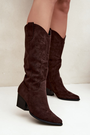 Bottes cowboy hautes à talons couleur chocolat Hartley