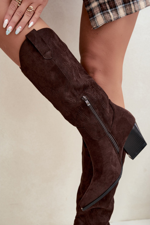 Bottes cowboy hautes à talons couleur chocolat Hartley
