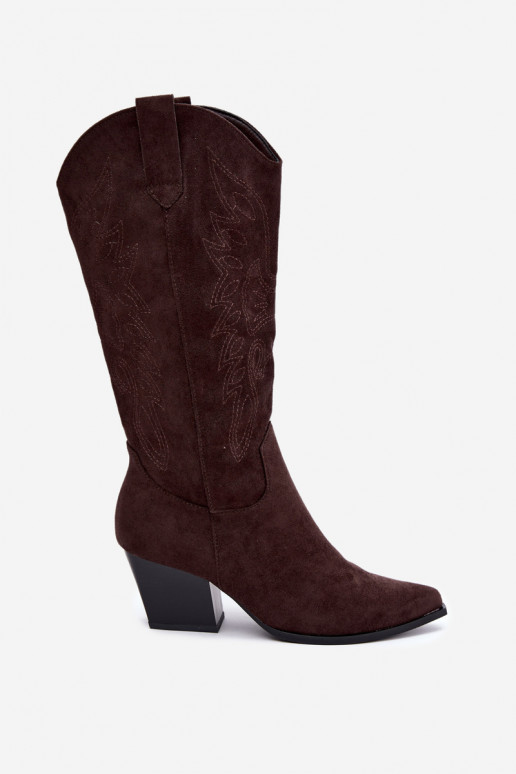 Bottes cowboy hautes à talons couleur chocolat Hartley