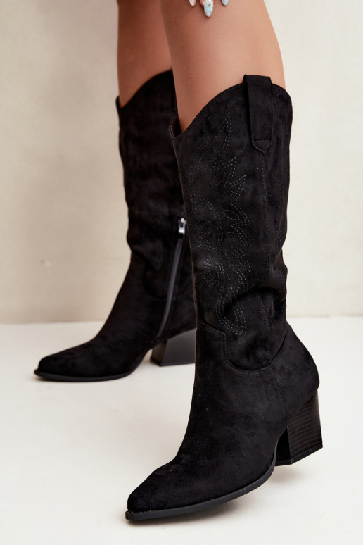 Bottes longues style cowboy avec talons en couleur noire Hartley