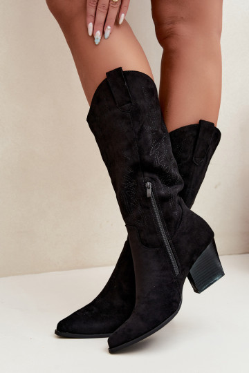 Bottes longues style cowboy avec talons en couleur noire Hartley 2