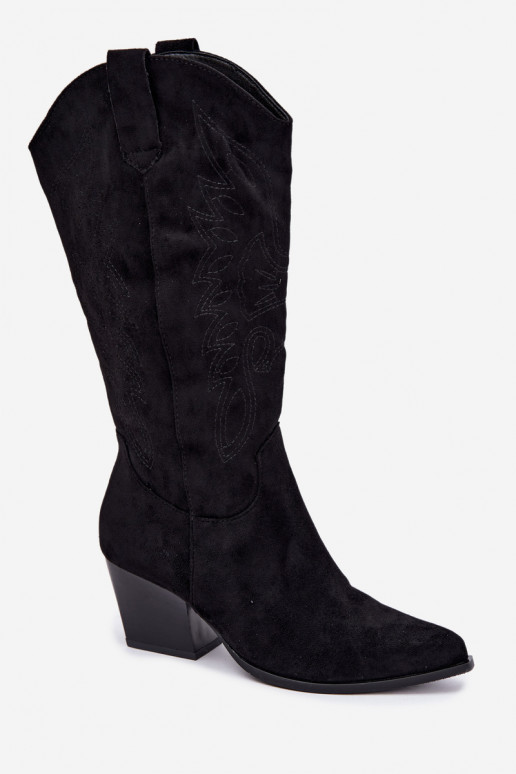 Bottes longues style cowboy avec talons en couleur noire Hartley