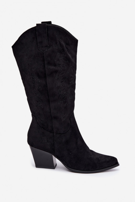 Bottes longues style cowboy avec talons en couleur noire Hartley