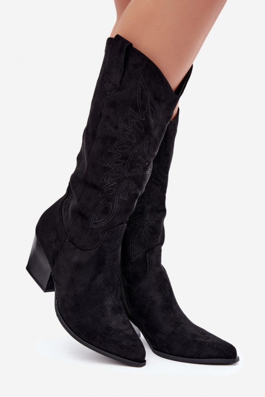 Bottes longues style cowboy avec talons en couleur noire Hartley