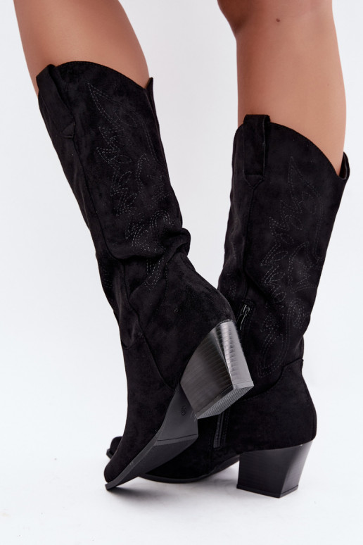 Bottes longues style cowboy avec talons en couleur noire Hartley