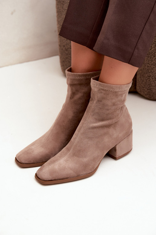 Bottines à talons pour femmes de type Klocek en couleur kaki Rosley