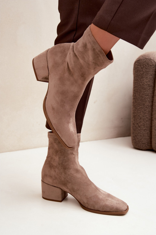 Bottines à talons pour femmes de type Klocek en couleur kaki Rosley