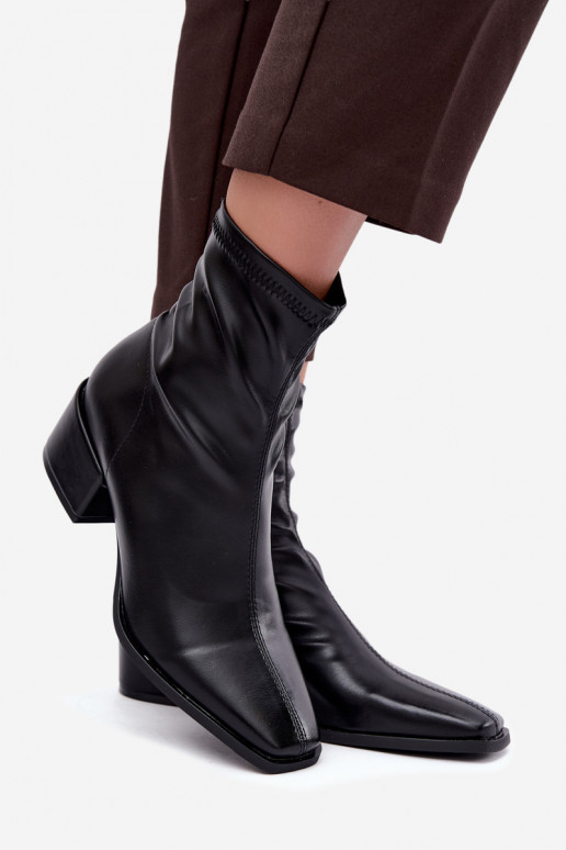 Bottines à talons pour femmes de type Klocek en simili cuir noir Rosley