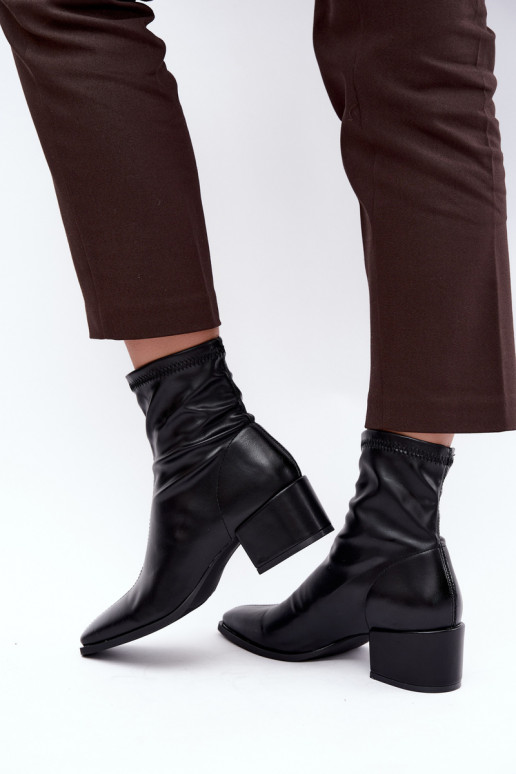 Bottines à talons pour femmes de type Klocek en simili cuir noir Rosley