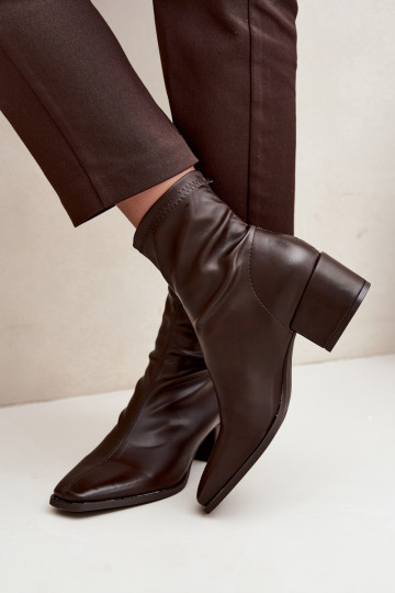 Bottines à talons pour femmes de type Klocek en simili cuir chocolat Rosley